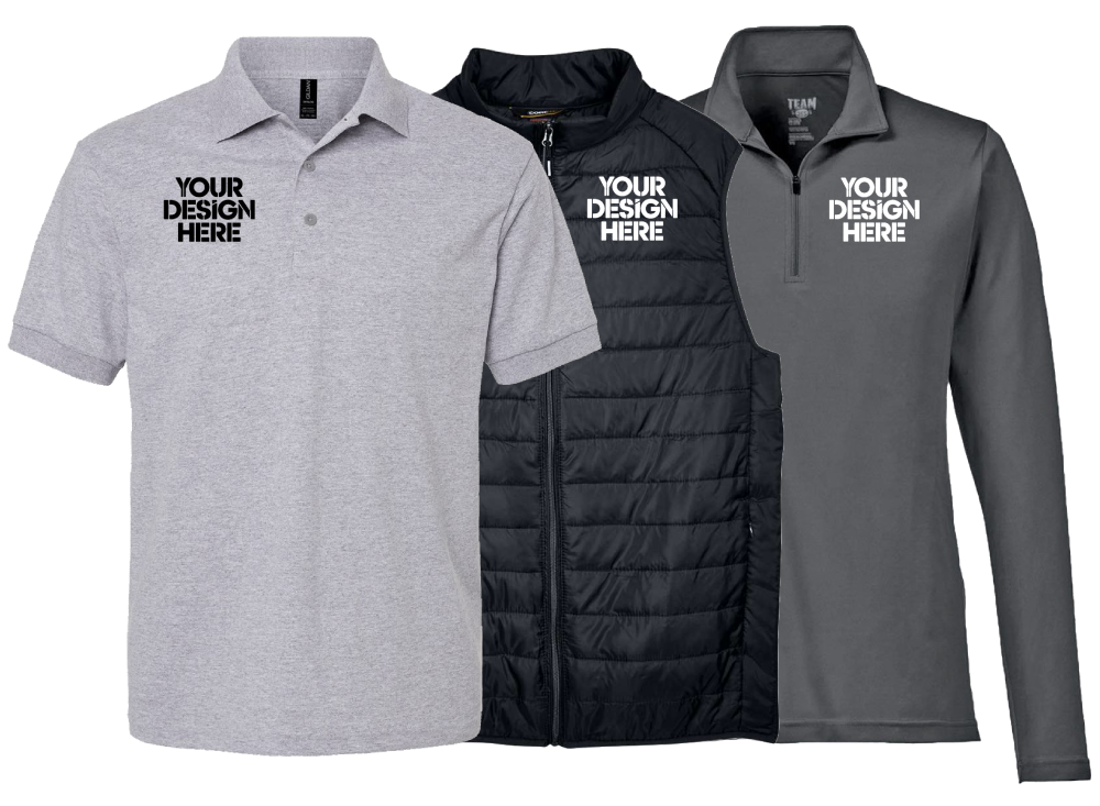 Business apparel with a custom your design here print