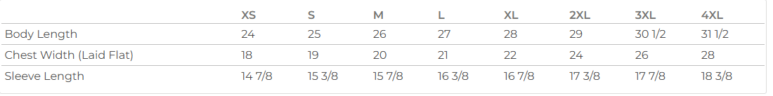 Size chart for Women's Performance Short Sleeve T-Shirt