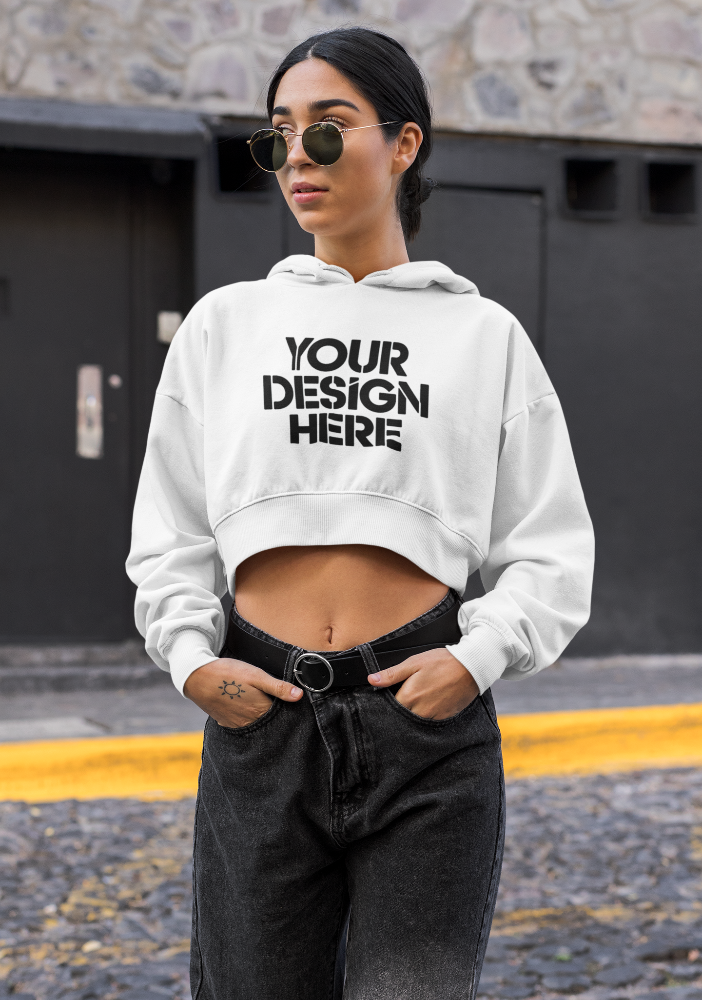 Women wearing a custom hoodie with your design here