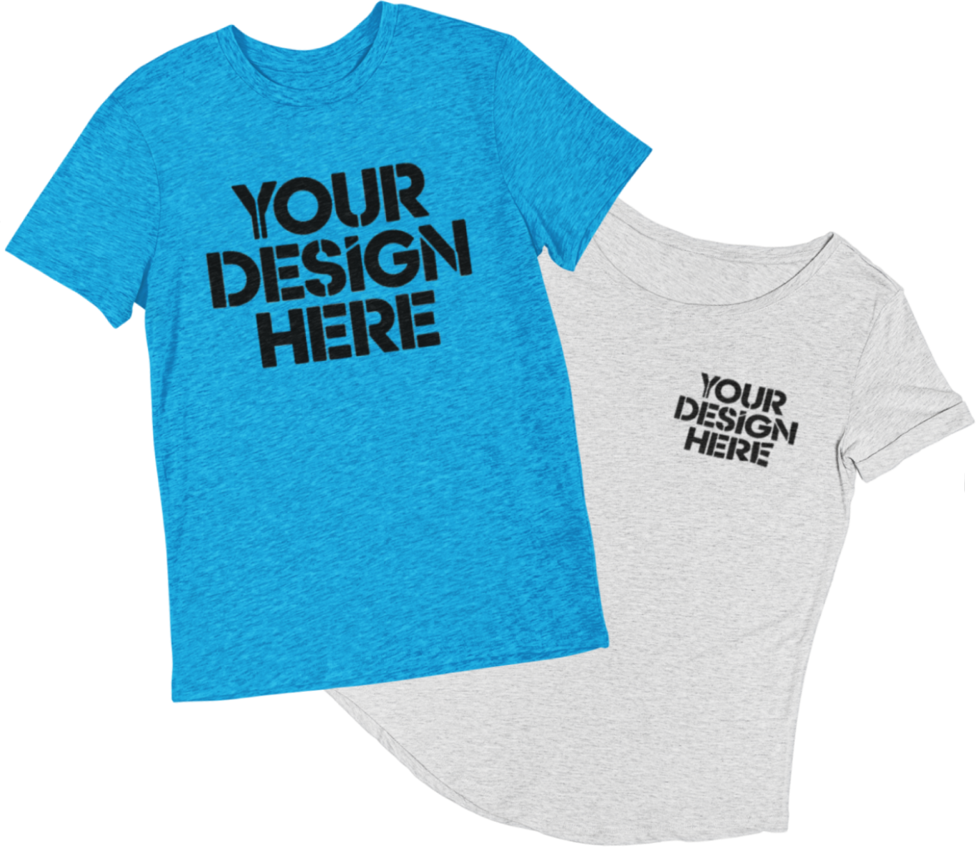 two shirts with a custom your design here print