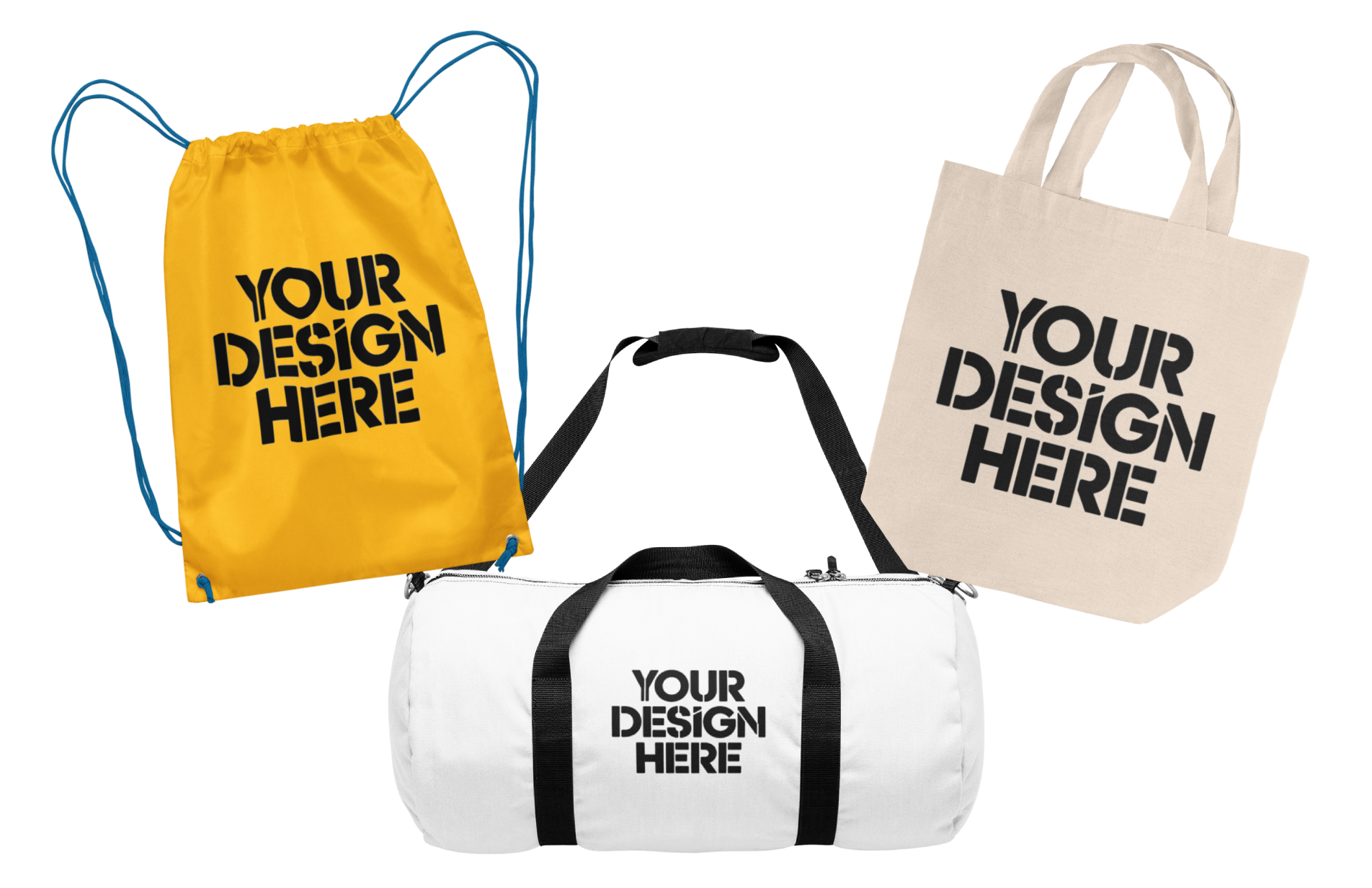 Custom bags with a custom your design here print